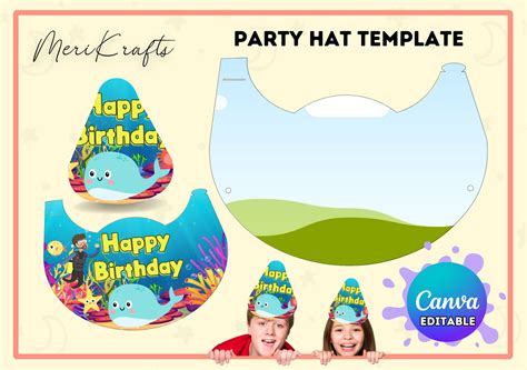 Printable Birthday Party Hat Template DIY Party Hat Template Customize ...