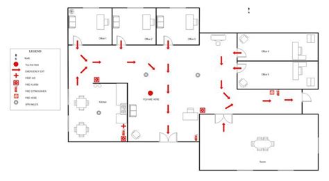 Office Fire Escape Plan Template | Free and Editable