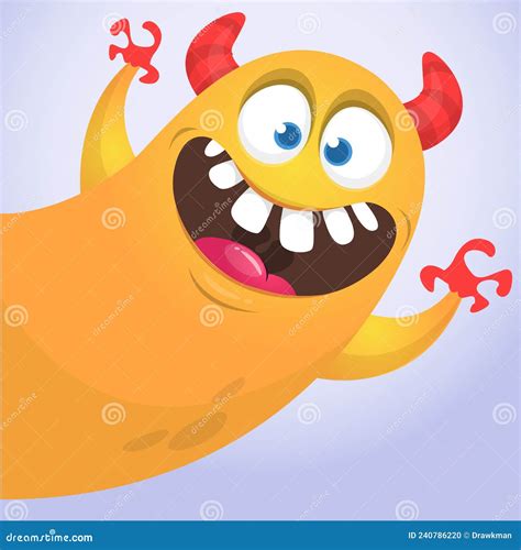 Funny Cartoon Smiling Monster Character Illustration Of Cute And Happy