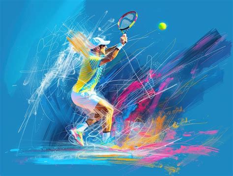 Vue d un joueur de tennis avec un effet d art numérique Image générée