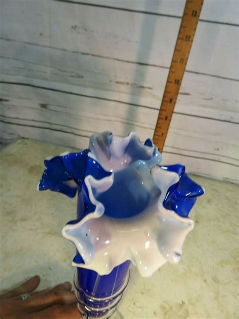 Beautiful Hand Blown Cobalt Blue Hand Blown Vase With Helix Etsy