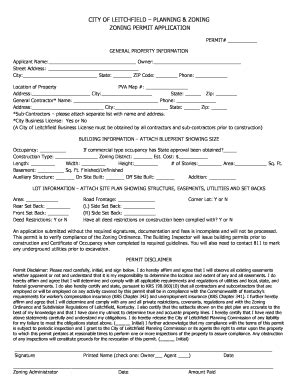 Fillable Online Leitchfield Ky BuildingZoning Permit Application