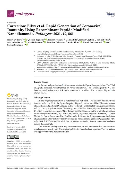 Pdf Correction Bilyy Et Al Rapid Generation Of Coronaviral Immunity