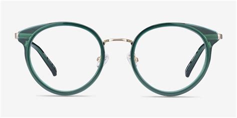 Jezzie Round Emerald Green And Gold Glasses For Women Eyebuydirect