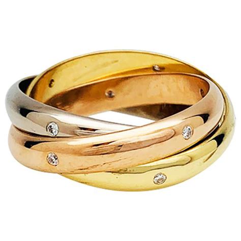 Love Cartier Ring Trinity 3 Gold And Diamonds White Gold Yellow Gold