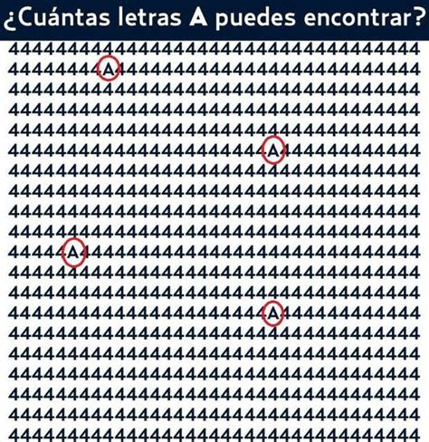 Acertijo Lógico Visual Dinos Cuántas Letras A Puedes Encontrar Entre