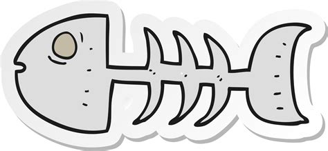 Sticker Of A Cartoon Fish Bones 36341767 Png