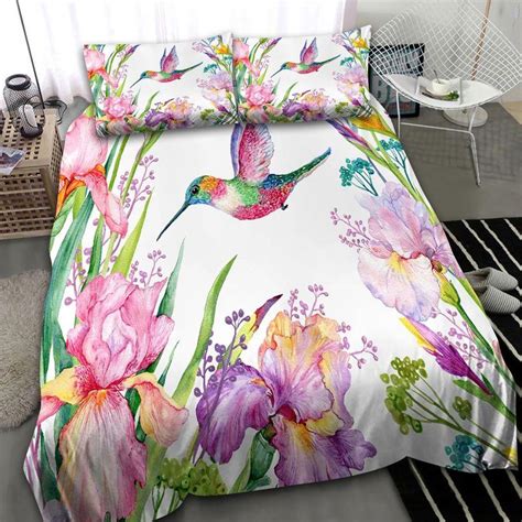 Rainbow Hummingbird Bedding Set Lovely Spring Summer Flower Garden