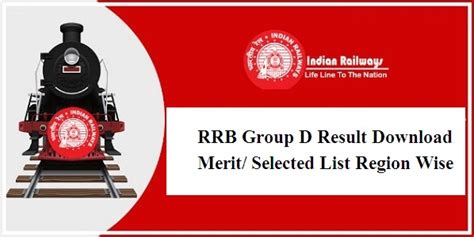 RRB Group D Result 2025 CEN 01 2025 Merit Selected List Region Wise