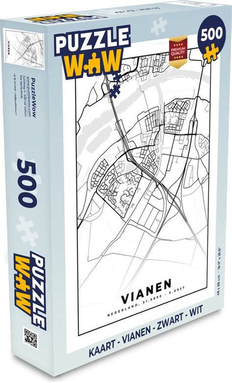 Puzzel Kaart Vianen Zwart Wit Legpuzzel Puzzel 500 Stukjes