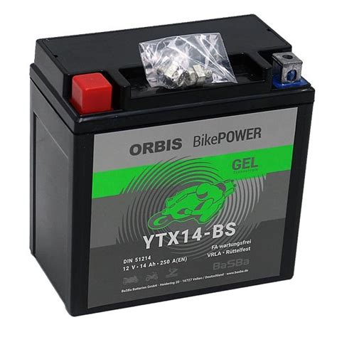 Orbis 12V 14Ah GEL YTX14 BS 51214 Motorradbatterie