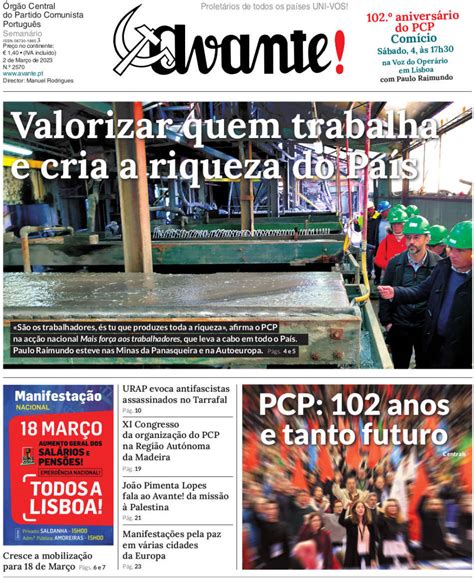 Capa Jornal Avante 1 março 2023 capasjornais pt