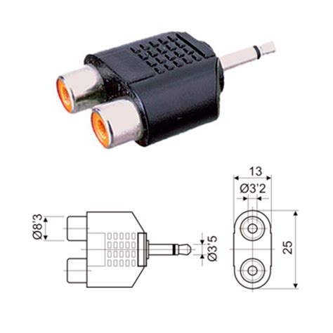 Conector Jack Macho Mono X Rca Hembra Audio Video Conectores