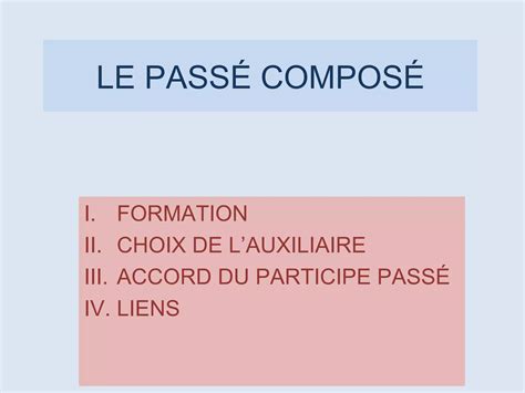 Le Passé Composé Ppt