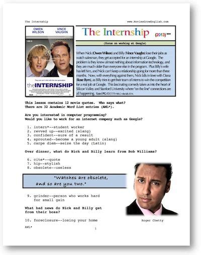 Movies Grow English Esl Movie Lesson The Internship Lesson