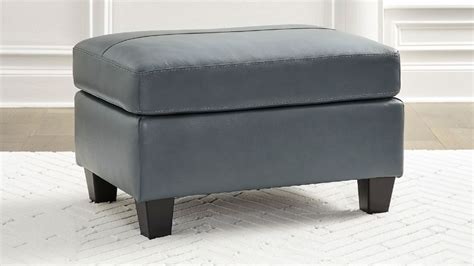 Genoa Leather Ottoman - Gray | Home Furniture