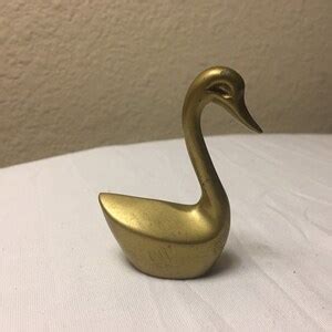 Trio Of Vintage Brass Swans Made In India Etsy