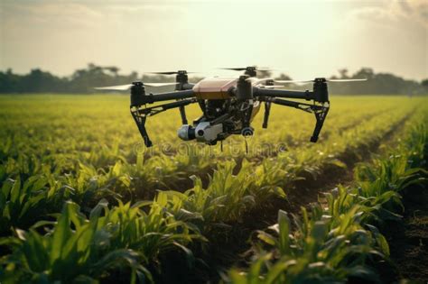 Buzzing Drone Fly Field. Generate Ai Stock Photo - Image of blue ...