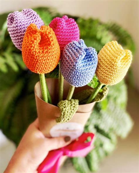 Tulipanes A Crochet Flores Hechas A Crochet Casa De Ganchillo Ramo