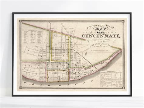 Vintage Cincinnati Map, Cincinnati Print, Cincinnati Decor, Cincinnati ...