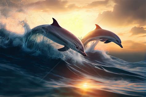 Photo Of Dolphins Jumping In Waves Picture And Hd Photos Free