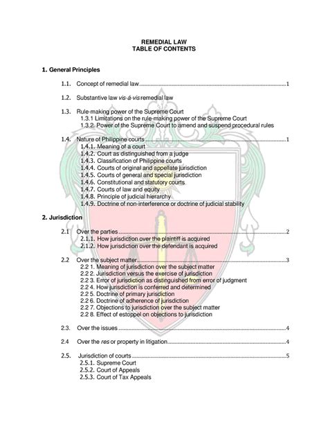 Remedial Law Bar Qa Remedial Law Table Of Contents General