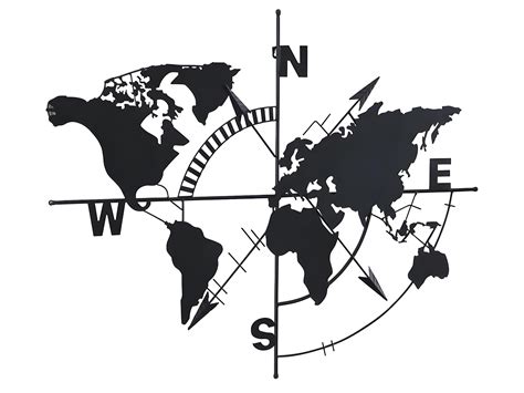 D Coration Murale En M Tal Mappemonde H X L Noir Worldy