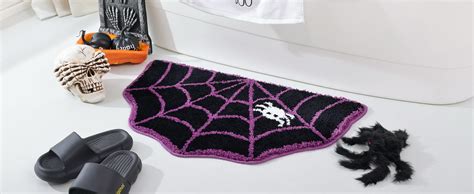 Amazon TRUEDAYS Halloween Bath Mat Cute Spooky White Black