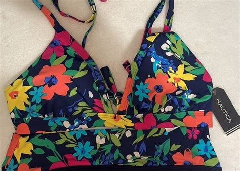 Womans NAUTICA Piece Bikini Bathing Suit Floral Tropical Beach Swim