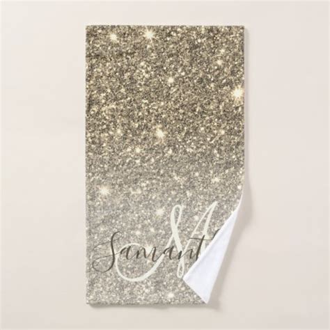 Modern Gold Glitter Sparkles Personalized Name Bath Towel Set Zazzle