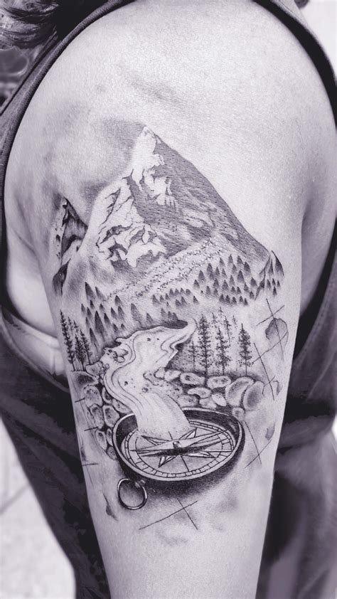 Aggregate Compass With Mountains Tattoo Latest In Cdgdbentre