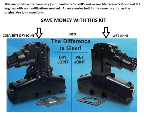 MerCruiser Dry Joint V8 Exhaust Manifold Riser Kit Elbow Package 2005