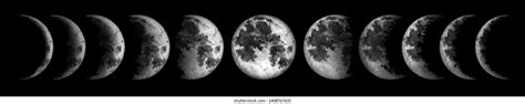 Moon Phases Isolated On Black Background Stock Illustration 1398229238 ...