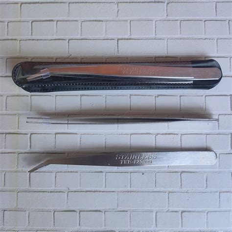 Jual Pinset Jepit Tebal Bengkok Curved Twe Tweezer Stainless