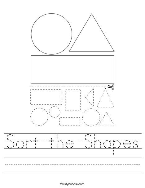 Sort The Shapes Worksheet Twisty Noodle