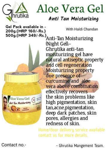 Ghrutika Yellow Aloe Vera Haldi Gel For Parlor Packaging Size 150 Gm