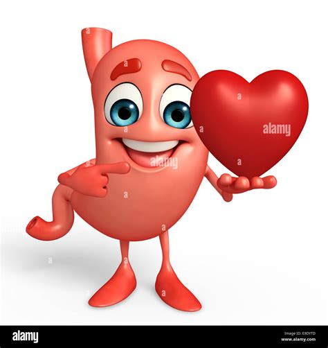 Cartoon Character Of Stomach With Heart Stock Photo Alamy