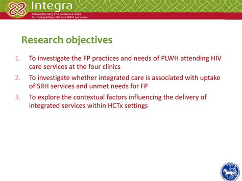 Ppt Background Integration Of Hiv And Sexual And Reproductive Health