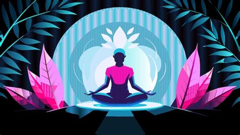 Una Mujer Meditando En Una Postura De Yoga Vector Premium