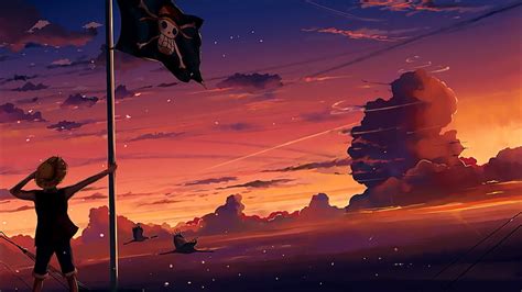 HD wallpaper: sky, cloud, one piece, sunset, atmosphere, afterglow, anime boy | Wallpaper Flare