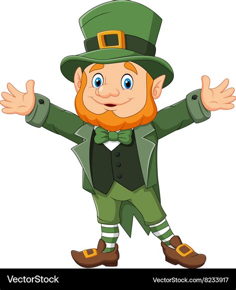 Cartoon Funny Leprechaun Waving Hand Royalty Free Vector