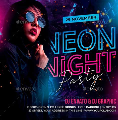 24 Neon Party Flyer Templates Free Neon Party Flyer Templates