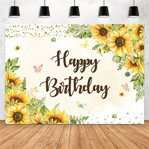 Amazon.com : Aperturee 7x5ft Sunflowers Happy Birthday Backdrop ...