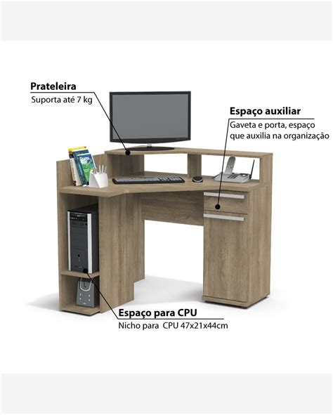 Riachuelo Mesa Para Computador De Canto Gaveta Porta S