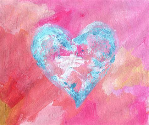 Summerlove 3 - abstract acrylic heart painting Painting by Karen Kaspar ...