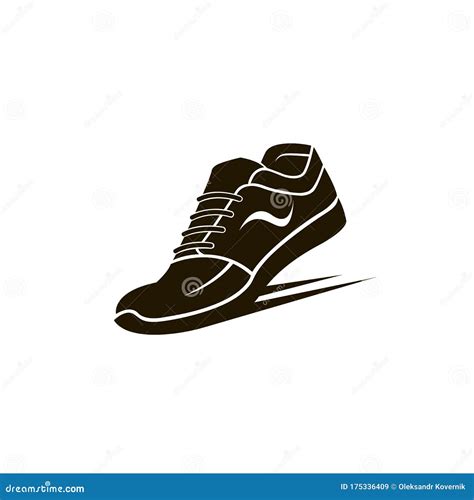 Speeding Running Shoe Symbol Icon Logo Sneaker Silhouette With Wings