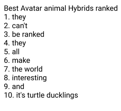 best animal Hybrids ranked : r/AvatarMemes