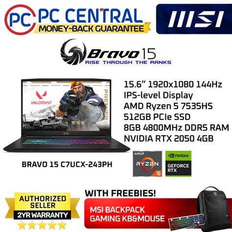 MSI Bravo 15 C7UCX 248PH Gaming Laptop Ryzen 5 7535HS 8GB DRR5