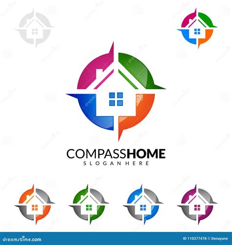 Compass Home Real Estate Vector Logo Design With Unique Home Stock Vector Illustration Of