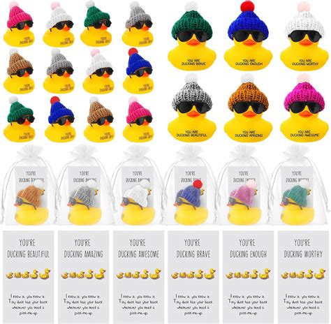 Mini Patos De Goma Inspiradores Con Gafas Letrero De Agradecimiento